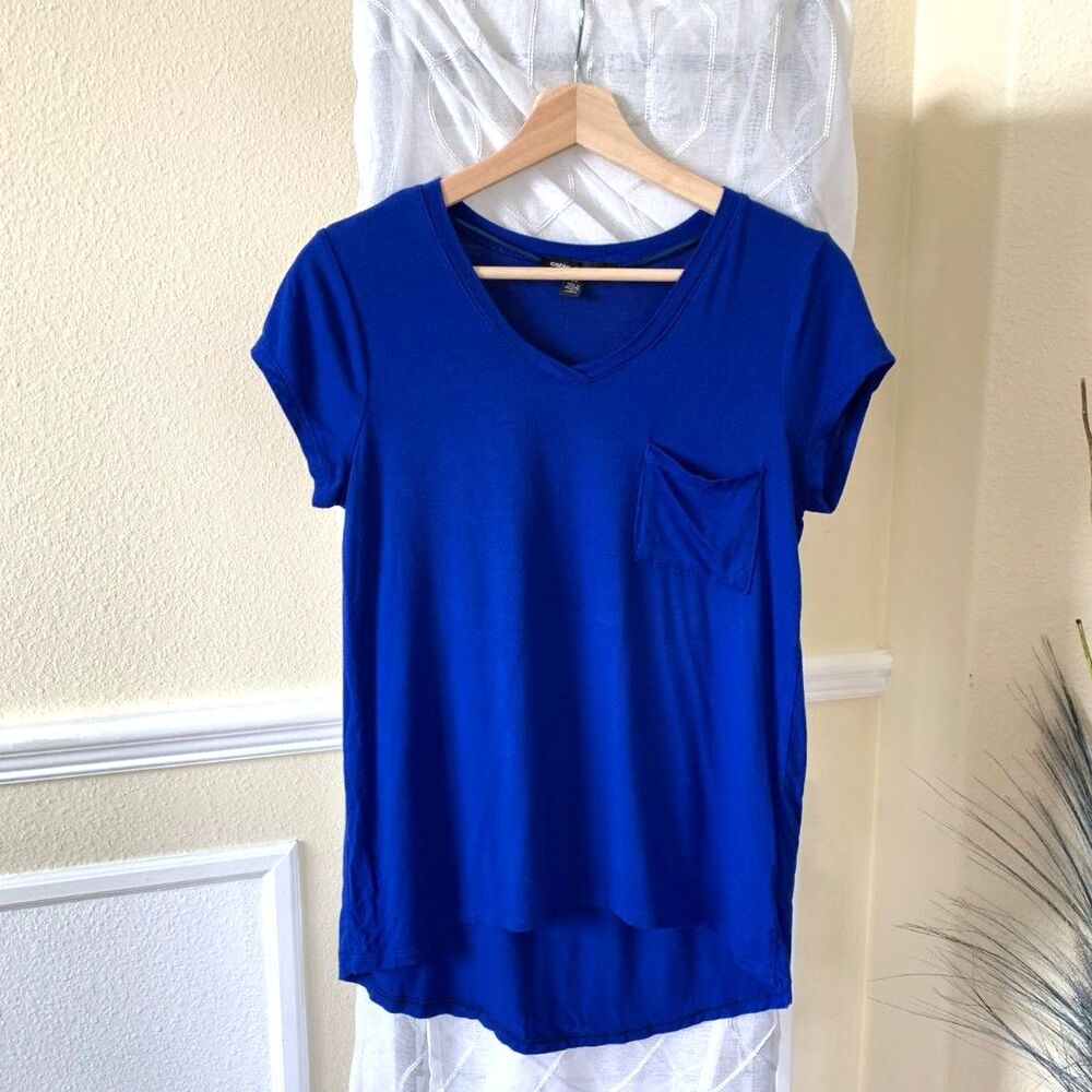 Cable & Gauge Vibrant Royal Blue Cap-Sleeve Tee Top - Petite Small
